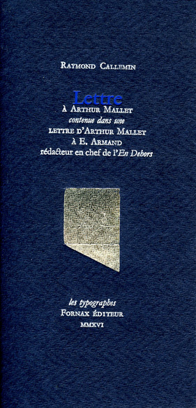 Lettre à Arthur Mallet Lettre à Arthur Mallet
