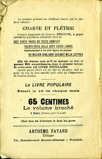 Collection 'Le Livre Populaire' Collection 'Le Livre Populaire'